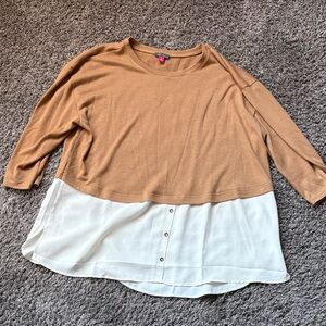 Vince Camuto Camel and White Layered Blouse